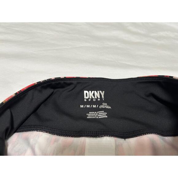 DKNY Womens Printed High-Waist Crop Leggings Hot Coral Medium M Runner Pockets - Picture 6 of 7